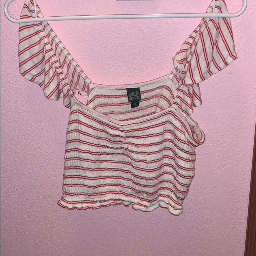 red and white striped tank top, medium
